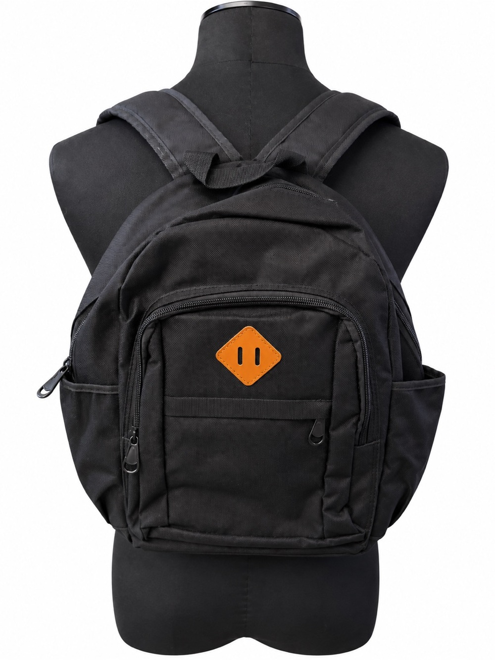 Black Men's Casual Backpack with Accent Patch